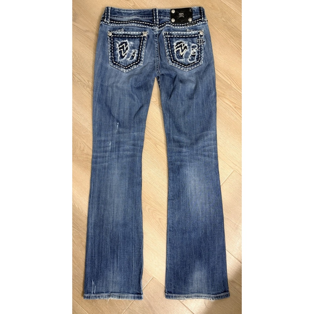 Miss Me Buckle Exclusive Bootcut Jeans Womens 28 x 32 Blue Stretch Missing Stud - Picture 3 of 7